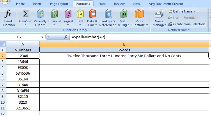 Number To Words Converter In Excel Convert Number To Word In Ms Excel Formula 6110