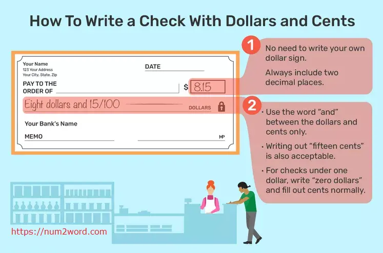how to write a check (Cheque) in USD and Cents
